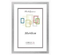 CHELY INTERMARKET MOD-254 Marco Fotos Madera Plateado 30x40cm Estilo Nórdico Rústico Moderno Escandinavo Decorativo Cuadro Horizontal Vertical Cristal Moldura Ancha Color Plateado Decoración
