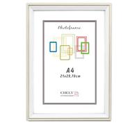 CHELY INTERMARKET MOD-391 Marco Fotos Madera Blanca Minimalista A4 Moldura Gruesa 1,7cm Decorativo Estilo Moderno Vertical Incluye Kit Montaje Para Pared Cuadro Color Madera Blanca