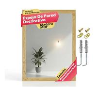 CHELY INTERMARKET MOD128 Espejo Pared Vertical Decorativo Grande Estilo Moderno Marco Madera Cuerpo Entero Elegante 50x70 cm Pino Ideal Recibidor Dormitorio Baño Incluye Kit Montaje