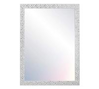 CHELY INTERMARKET MOD156 Espejo De Pared Cuerpo Entero Blanco Raya Plateado Estilo Decorativo 50x70cm Rectangular Marco Relieve Perfil Plano para Salón Dormitorio Oficina Fabricado En España