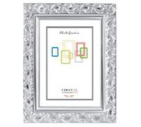 CHELY INTERMARKET MOD201 Marco Fotos Estilo Barroco Plateado 70x100cm Decoración Vintage Para Fotografías Títulos Diplomas Certificados Madera Maciza Perfil Floral Relieve Montaje Pared
