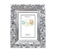 CHELY INTERMARKET MOD201 Marco Fotos Estilo Barroco Plateado 9x13cm Decoración Vintage Para Fotografías Títulos Diplomas Certificados Madera Maciza Perfil Floral Relieve Montaje Pared