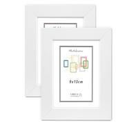 CHELY INTERMARKET MOD204 Marco Fotos Decorativo Estilo Clásico Blanco 9x13cm Pack2Uds Madera MDF con Cristal Real Diseño Montaje Vertical Horizontal Ideal Diplomas Certificados Fotografías