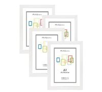 CHELY INTERMARKET MOD204 Marco Fotos Decorativo Estilo Clásico Blanco A3 Pack4Uds Madera MDF con Metacrilato Diseño Montaje Vertical Horizontal Ideal Diplomas Certificados Fotografías