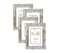 CHELY INTERMARKET MOD204 Marco Fotos Decorativo Estilo Clásico Vintage 13x18cm Pack4Uds Madera MDF con Cristal Real Diseño Montaje Vertical Horizontal Ideal Diplomas Certificados Fotografías