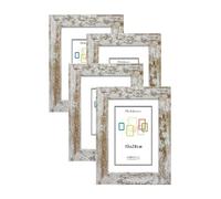 CHELY INTERMARKET MOD204 Marco Fotos Decorativo Estilo Clásico Vintage 15x20cm Pack4Uds Madera MDF con Cristal Real Diseño Montaje Vertical Horizontal Ideal Diplomas Certificados Fotografías