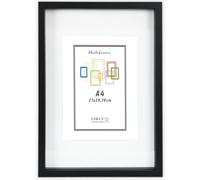 CHELY INTERMARKET MOD3503 Marco Profundidad Madera Haya A4 Interior 15x22cm Vidrio Paspartú Decorativo Cuadro Objetos Recuerdo Decoración Moderna Estilo Elegante 1 Unidad Negro