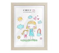 CHELY INTERMARKET MOD3687 Tamaño A4 Marco De Fotos Infantil Madera Natural Para Dibujos Láminas Ilustraciones Manualidades Decoración Creativa Habitaciones Niños Cuadro Expositor (Marrón Claro)