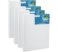 CHELY INTERMARKET MOD561 Lienzos Para Pintar 20x20 CM Pack 4 Unidades Bastidor Madera 37 MM Algodón Blanco Preimprimado Profesional Para Acrílico Óleo Manualidades Bellas Artes Artistas Aficionados