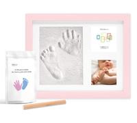 CHELY INTERMARKET | Portafoto huellas bebe recién nacidos MOD-36853 con arcilla para manos o pies Regalo para bautizo y recuerdos personalizados de nacimiento Un detalle especial. (Rosa)