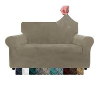 CHELZEN Fundas de Sofá de Terciopelo, Cubiertas de Sofá elásticas, 2 plazas, para Mascotas, para Perros, Protector de Muebles para Sala de Estar (2 Plaza, Caqui)