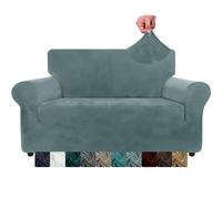 CHELZEN Fundas de Sofá de Terciopelo, Cubiertas de Sofá elásticas, 2 plazas, para Mascotas, para Perros, Protector de Muebles para Sala de Estar (2 Plaza, Azul Polvoriento)