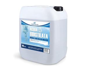 CHEMICA SOLUTIONS Agua bidestilada pura para uso industrial y clínico, bidón de 10 litros, destilada dos veces, desmineralizada, fabricada en Italia
