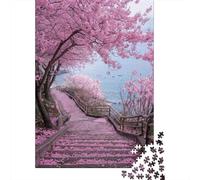 Chemin de Fleur de cerisier Set De 1000 Piezas Papel Reciclado Puzzle Familiar Actividad Vinculación Familiar Fácil Limpiar Entretenimiento Fin Semana 52x38cm/1000pcs