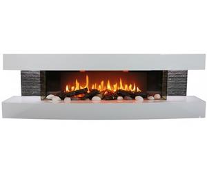 CHEMIN'ARTE Chimenea eléctrica de Pared con calefacción Lounge 3XL 150cm Blanca, Efecto de Llama Leds- Chimenea Decorativa bajo Consumo - Mando a Distancia