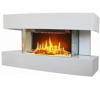 CHEMIN'ARTE Chimenea eléctrica de Pared con calefacción Lounge Medium, Blanca, Efecto de Llama Leds- Chimenea Decorativa bajo Consumo - Mando a Distancia