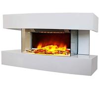 CHEMIN'ARTE Chimenea eléctrica de Pared con calefacción Lounge Medium, Blanca, Efecto de Llama Leds- Chimenea Decorativa bajo Consumo - Mando a Distancia