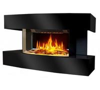 CHEMIN'ARTE Chimenea eléctrica de Pared con calefacción Lounge Medium Negra, Efecto de Llama Leds- Chimenea Decorativa bajo Consumo - Mando a Distancia