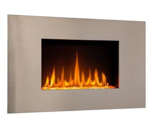 CHEMIN'ARTE Chimenea eléctrica de Pared con calefacción Pure INOX, Efecto de Llama Leds- Chimenea Decorativa bajo Consumo - Mando a Distancia