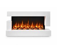 CHEMIN'ARTE Chimenea eléctrica de Pared con calefacción Quartz Blanca 120cm, Efecto de Llama Leds 7 Colores - Chimenea Decorativa bajo Consumo - Mando a Distancia