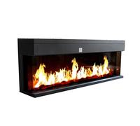 CHEMIN'ARTE Chimenea eléctrica empotrable 150cm con calefacción, Efecto de Llama Leds 3D- Chimenea Decorativa, bajo Consumo, de Pared - 3 Vistas y Opciones de instalación