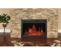 CHEMIN'ARTE Chimenea eléctrica empotrable Oxford con Efecto de Llama Leds - Chimenea eléctrica con calefacción - Inserto de Chimenea - Mando a Distancia - 61x20x45cm