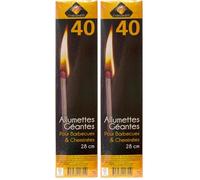 Cheminett Pyro Feu 4755-48, Fosforos Extra-Largos 28cm, Caja de 40 Uds, Madera (el Paquete Puede Variar) (Paquete de 2)