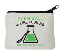 Chemistry Is Like Cooking Just Don't Lick The Spoon - Monedero de neopreno (10 x 11 cm), color blanco, White, Talla única
