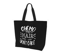 Chemo Hair Don'T Care Bolso de lona ligero para mujer, bolsa de compras reutilizable, color negro