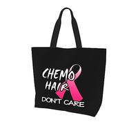 Chemo Hair Dont Care Bolso de lona ligero para mujer Bolsa de compras reutilizable Negro
