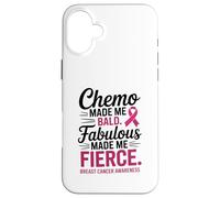 Chemo Made Me Bald Fabulous Made Me Fierce Breast Cancer Carcasa para iPhone 16 Plus