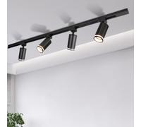 CHENBEN Kit Completo de Focos de Carril LED Techo Moderno Lámpara de Carril Negra 4 Focos con 3 Carriles de 0.5m Ajustable 355 Grados Iluminación de Techo para Salón Dormitorio Cocina Tienda Galería