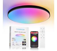 CHENBEN Lampara Techo Dormitorio, RGB 24W Plafon LED Techo 3000K-6500K Inteligente Plafones Para Techo 2520LM 32cm IP44 Lampara LED Techo con Bluetooth,Mando a Distancia y App