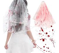 CHENBOOW Decoración de Disfraces de Sangre de Halloween,Diadema de Halloween,Velo de Boda para Halloween,Muertas Halloween Velo de Sangre,para Disfraz de Halloween Mujer