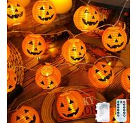 CHENBOOW Guirnalda Luces,Guirnaldas Luces Exterior 4m,Cadena de Luces de Calabaza,Decoración de Halloween,Linternas de Calabazas,para Carnaval,Mardi Gras,Fiesta Temática,Víspera de Todos los Santos