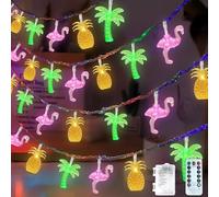 CHENBOOW Luces de Hadas,Cadena de Luces Hawaiana 3m,Fairy Lights,con Piña Flamingo Palmera,para Interior y Exterior Fiesta Hawaiana,Fiesta Playera