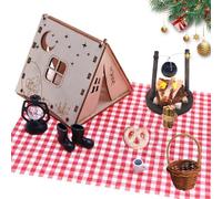 CHENBOOW Puerta Elfo Navidad,Adornos navideños,Miniatura de Duendes,Decoración de jardín,Elfo Puerta Accesorios,Accesorios Navidad,Decoración Carpa de Madera,Regalos Navideños para Niños