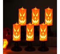 CHENBOOW Velas LED,6 Piezas Velas de té LED,Calabaza de Halloween,Decoración de Halloween,Calabaza Decoración,para Carnaval,Mardi Gras,Fiesta Temática,Víspera de Todos los Santos