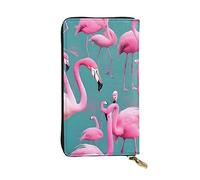chenfandi A Flock of Flamingos - Cartera con cremallera para mujer, cartera larga para mujer, cartera organizadora de múltiples tarjetas y cartera de mano, Black, Talla única