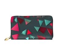 chenfandi Cartera con patrón triangular, cartera con cremallera, organizador de múltiples tarjetas, gran capacidad, 7.48 x 4.13 pulgadas (aprox. 19 x 10.5 cm), Black, Talla única