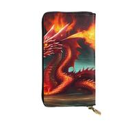 chenfandi Dragon King in Fire - Cartera con cremallera para mujer, cartera larga para mujer, cartera organizadora de múltiples tarjetas y cartera de mano, Black, Talla única