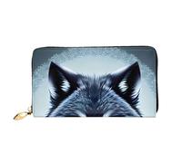 chenfandi Fierce Wolf Head - Cartera con cremallera, organizador de múltiples tarjetas, gran capacidad, 7.48 x 4.13 pulgadas (aprox. 19 x 10.5 cm), Black, Talla única