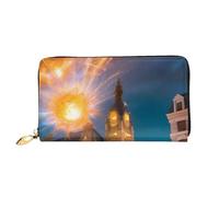 chenfandi Fiery Red Street - Cartera con cremallera, organizador de múltiples tarjetas, gran capacidad, 7.48 x 4.13 pulgadas (aprox. 19 x 10.5 cm), Black, Talla única