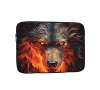 chenfandi Funda para portátil Red Wolf and Fire, hecha de tela Oxford con acolchado de espuma de poliéster, apertura de cremallera y diseño portátil., Black, 12 inch