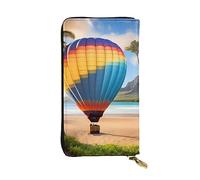 chenfandi Hawaii Hot Air Balloon - Cartera con cremallera para mujer, cartera larga para mujer, cartera organizadora de múltiples tarjetas y cartera de mano, Black, Talla única