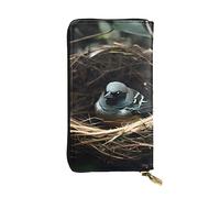 chenfandi Little Bird Nest - Cartera con cremallera para mujer, cartera larga para mujer, cartera organizadora de múltiples tarjetas y cartera de mano, Black, Talla única