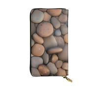 chenfandi Pebbles in The Beach - Cartera con cremallera para mujer, cartera larga para mujer, cartera organizadora de múltiples tarjetas y cartera de mano, Black, Talla única