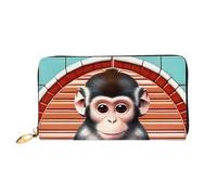 chenfandi The Silent Monkey - Cartera con cremallera, organizador de múltiples tarjetas, gran capacidad, 7.48 x 4.13 pulgadas (aprox. 19 x 10.5 cm), Black, Talla única