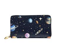 chenfandi The Solar Family - Cartera con cremallera, organizador de múltiples tarjetas, gran capacidad, 7.48 x 4.13 pulgadas (aprox. 19 x 10.5 cm), Black, Talla única