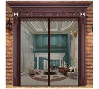 CHENG Magnetica Corredera Cortina 115x230cm, Mosquitera Puertas, Cierre automático Adsorción magnética, Velcro Adhesiva, Bueno para Niños y Perros - Marrón